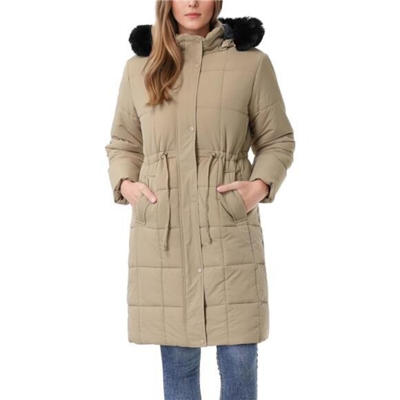 Women's Winter Coat Long Waterproof Parka - Warm Apricot - Picture 5 of 7